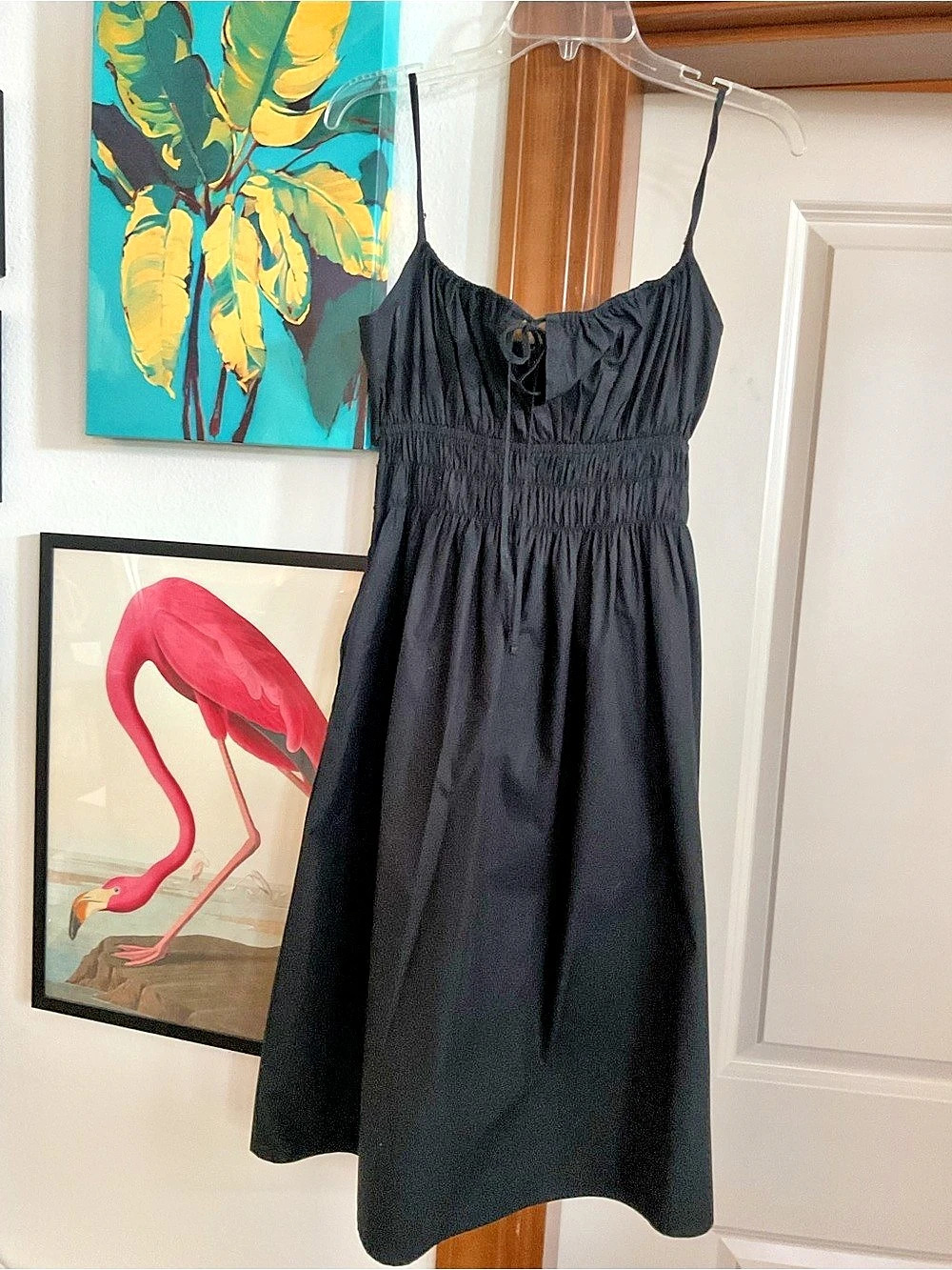 Quince Cotton Spaghetti Strap Black Dress Size Small Like New